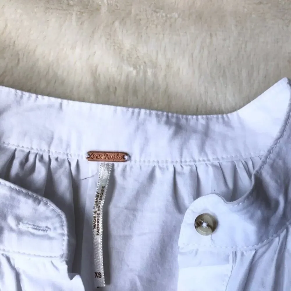 Free People Hey Baby White Cotton Popover Shirt